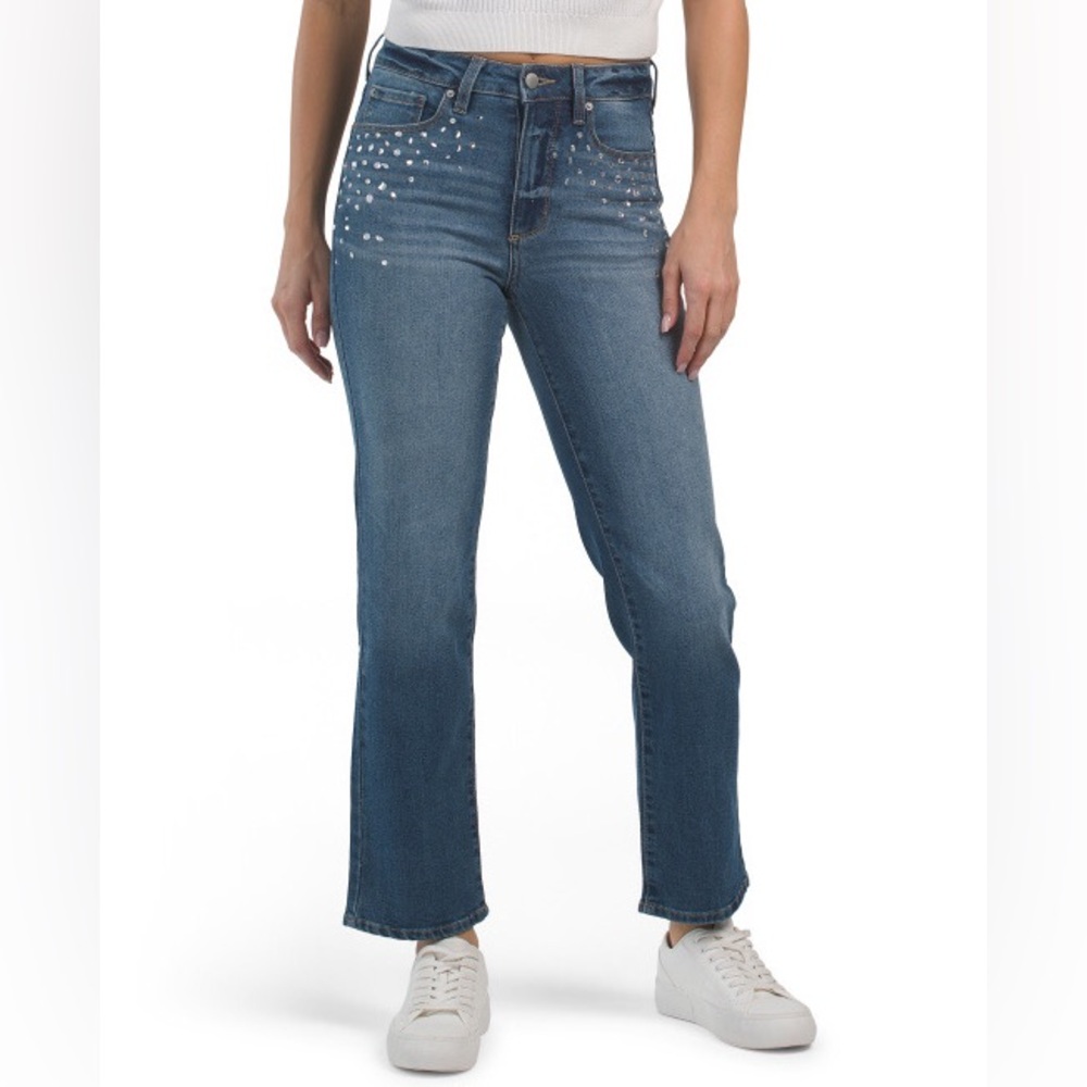 Blue Revival Cropped High-Rise Straight Jeans